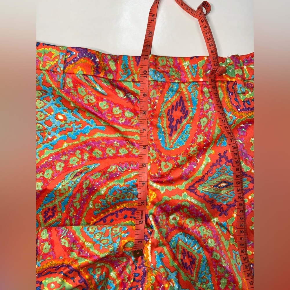 Lauren Ralph Lauren Paisley Shorts Size 14 Orange Multicolor Preppy Resort - Picture 3 of 10